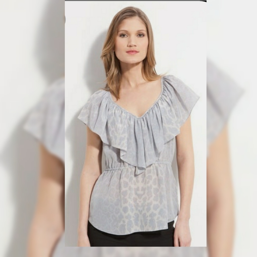Rebecca Taylor Silk Sleeveless Top Soft Ruffle